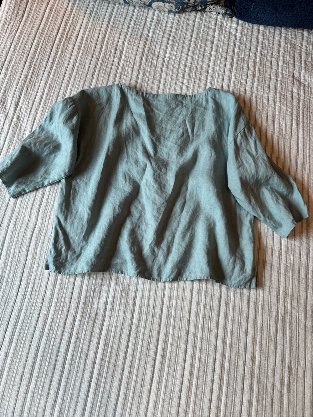 WORN ONCE Linen Eileen Fisher Seafoam Relaxed Top Sz M